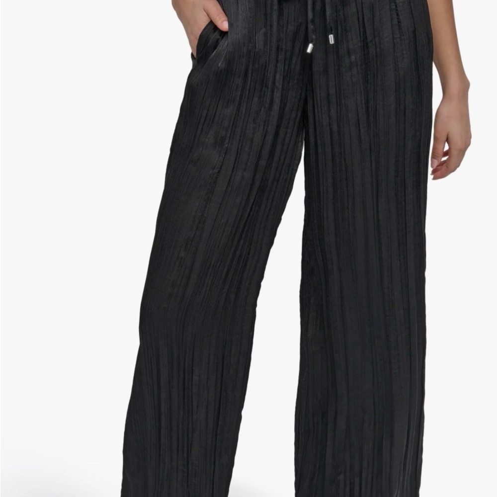 DKNY MID RISE PLISSÉ WIDE LEG PANT